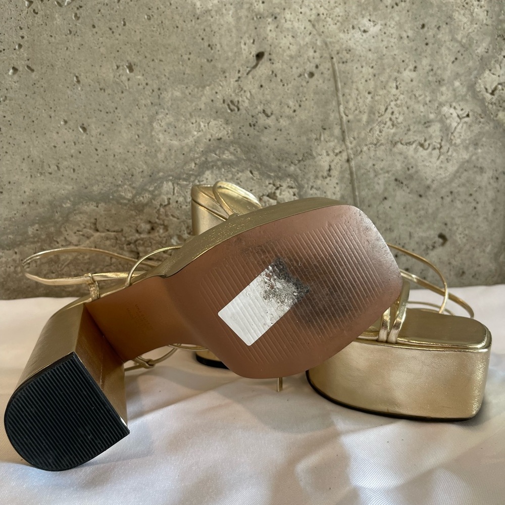 ASOS Design Women’a Strap Platform Heels in Gold
